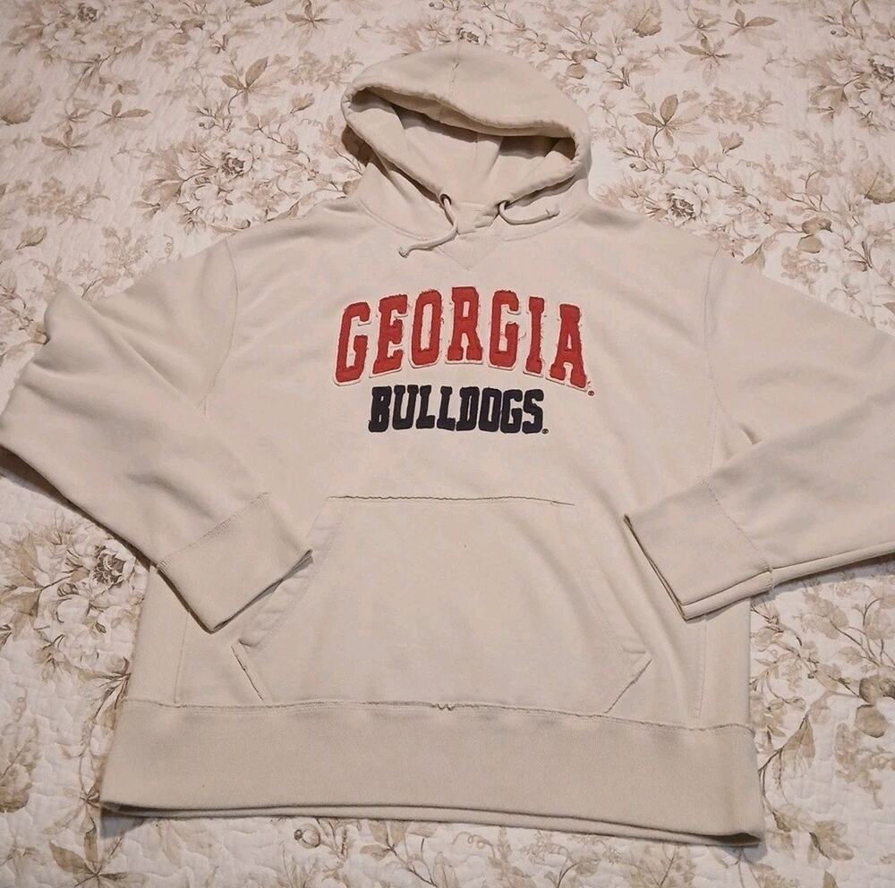 Colosseum Georgia Bulldogs Hoodie Sweatshirt 2XL Cream - Fabric Applique Patches